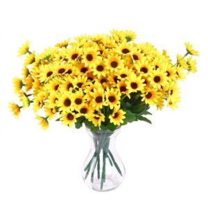 Artificial Sunflowers Bunge Yellow - 30cm Silk Flowers for Home, Wedding, Party Decoration, Indoor Outdoor Floral No Port