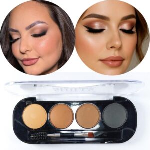 4-in-1 Eyebrow Palette with Brush & Spoolie – Long-Lasting Brow Powder Kit | Natural & Defined Eyebrows | Waterproof & Smudge-Proof Brow Makeup for Women & Girls