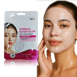 Korean Glass Glow Face Sheet Mask | Brightening & Hydrating Sheet with Niacinamide | Intense Moisturizing Skin Solution | Glowing Face Mask for All Skin Types (25g)