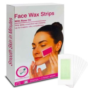 Face Hair Removal Waxing Strips for Women & Girls | 20 Strips + 2 Finishing Wipes | Eyebrow, Upper Lip & Chin Wax Strips
