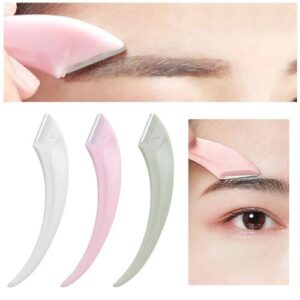 Half Moon Eyebrow Trimmer Eyebrow Razor - 3 Pcs Pack | Fashionable Design with Plastic Handle | Single Blade Eyebrow Razor for Women & Men – Precise Hair Removal Tool