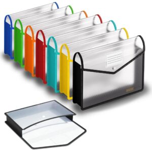 A4 Transparent File Folder | Waterproof Document Organizer | Button Closure | Multicolor Pack of 5